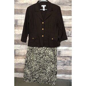 Sag Harbor Dress Womens Brown Linen Blend Skirt Suit Set Size 12